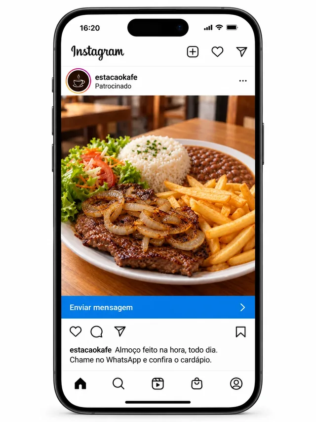 Exemplo ilustrativo de anúncio patrocinado no Instagram