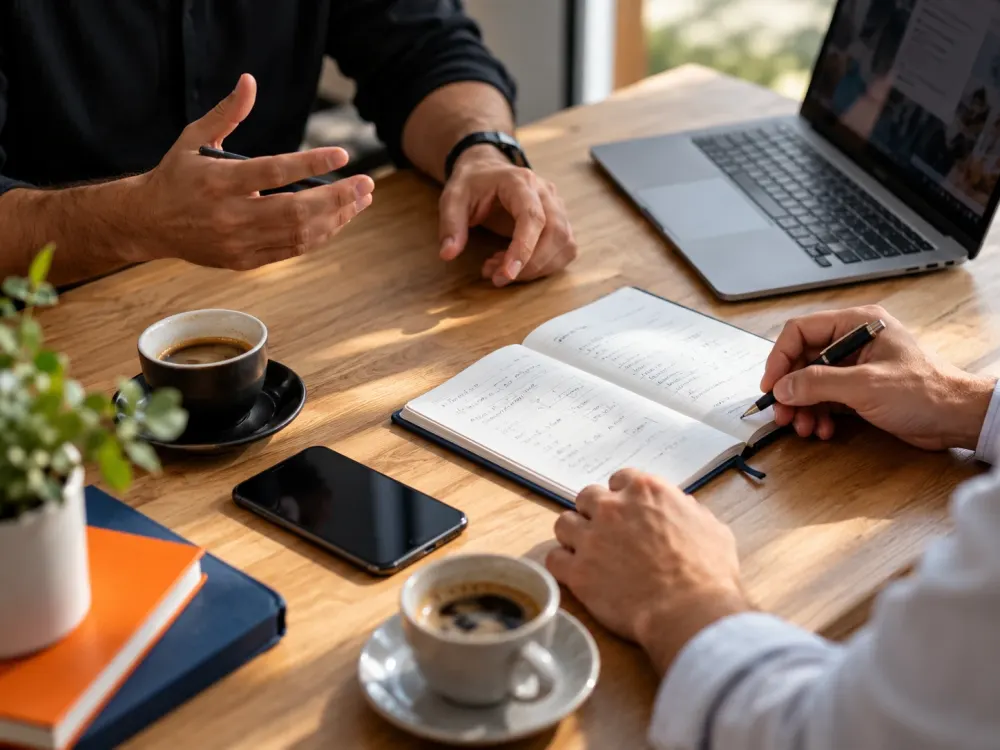 Consultor conversando com empresário para entender o negócio