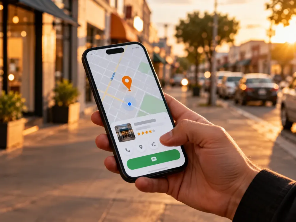 Cliente encontrando a empresa pelo celular no mapa