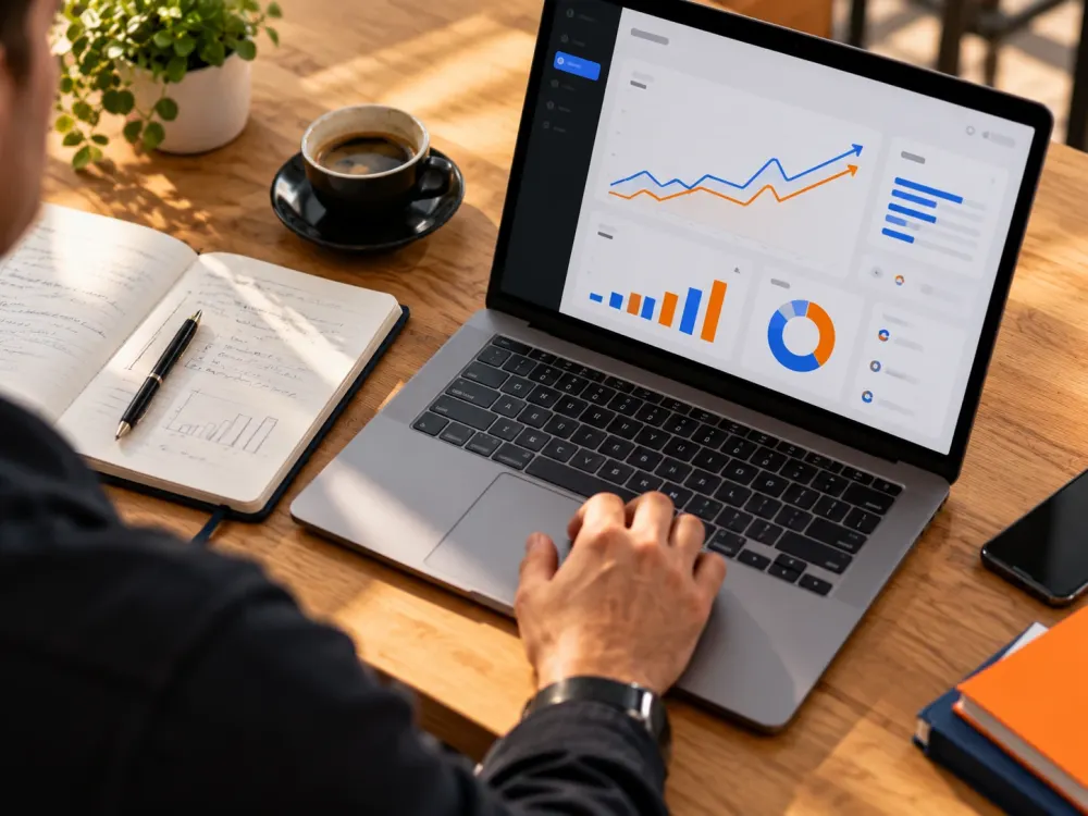 Acompanhamento de resultados em painel de gráficos